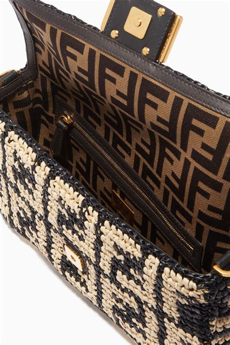 fendi ff raffia baguette shoulder bag|Fendi bag.